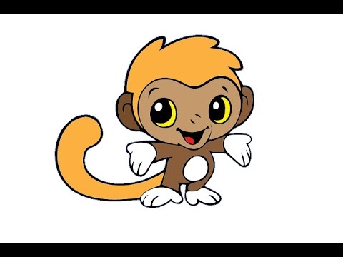 How To Draw A Cute Baby Monkey Easy Step By Step Kak Narisovat Obezyanu Youtube