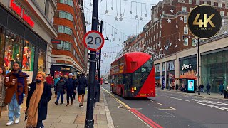 London DECEMBER 2022 Bayswater Road, Hyde Park Place Walking Tour 4K UHD