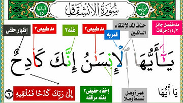 أستخراج أحكام التجويد سورة الإنشقاق جزء عم من الأيه (٦) إلى الأيه (٩)