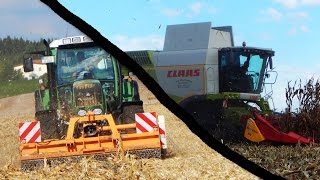 Mais dreschen + Mühlen + Mulchen und Pflügen ► Claas und Fendt Power!