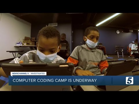 Children learn computer coding and app design at camp
