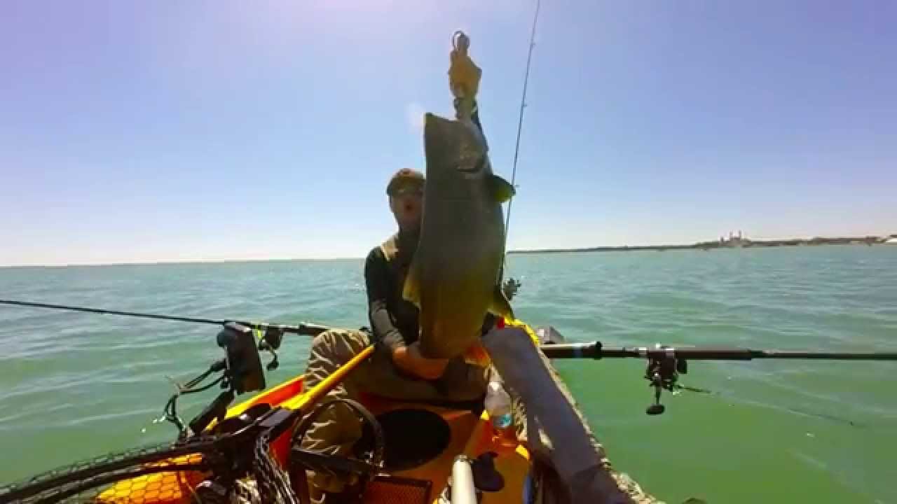 Lake Michigan Kayak Fishing: King Salmon - YouTube