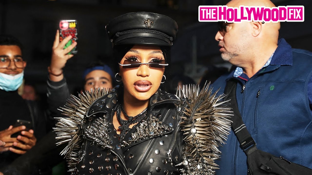 Cardi B Looks Fierce Channeling Hellraiser In All Black With Metal Spikes For Paris Fashion Week!