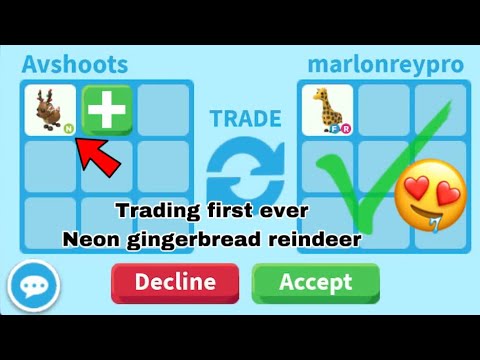 Trading First Ever Neon Gingerbread reindeer in adopt me *Amazing ...