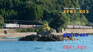 【肥薩おれんじ鉄道・鹿児島本線を快走する貨物列車】EF510 301肥薩おれんじ鉄道 試運転//EF81 303/EF81 403EF81 455