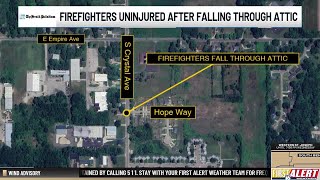 2 firefighters fall through attic floor during Benton Township house fire