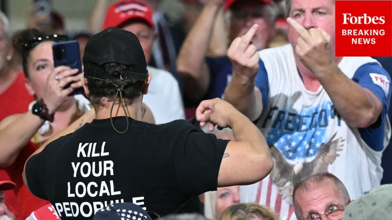 WATCH: Heckler Wearing 'Kill Your Local Pedophile' Shirt Interrupts Trump During Rally