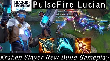 PulseFire Lucian Wild Rift New Build Kraken Slayer Rune PulseFire Lucian Skin Gameplay