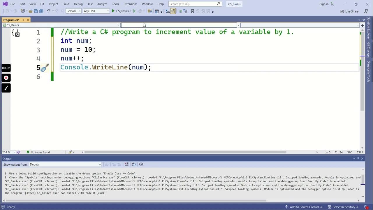 Video 10 Write a C program to increament the value of a variable by 1