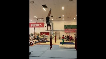 Parallel bar moy piked with straddle press to handstand and dismount