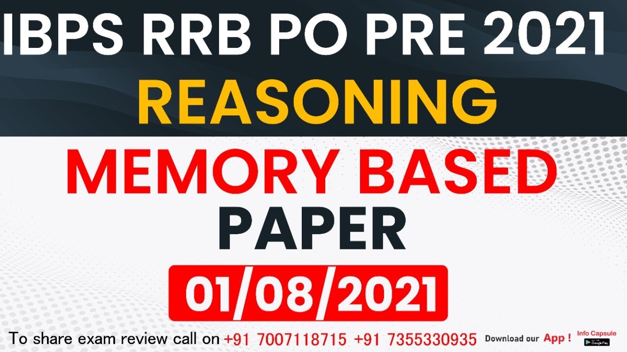 IBPS RRB PO PRE 2021 Memory Based Paper | REASONING | By #KavitaMaam ...