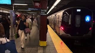 4K⁶⁰: 207 St bound R211A & Brooklyn bound R179 A at 34 St-Penn Station