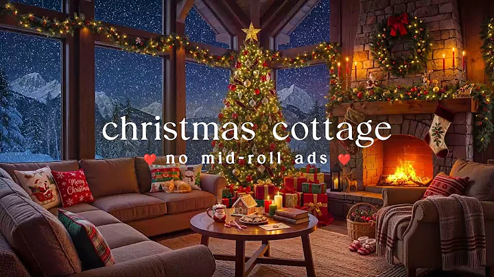 🎄 Christmas Cottage Jazz (NO MID-ROLL ADS) Cozy Fireplace & Holiday Ambience ❄️🔥