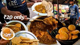 Best Early Morning 20₹ Tawa Roti &amp; Sabzi Pure Veg Breakfast in Kolkata India Cheapest Street Food