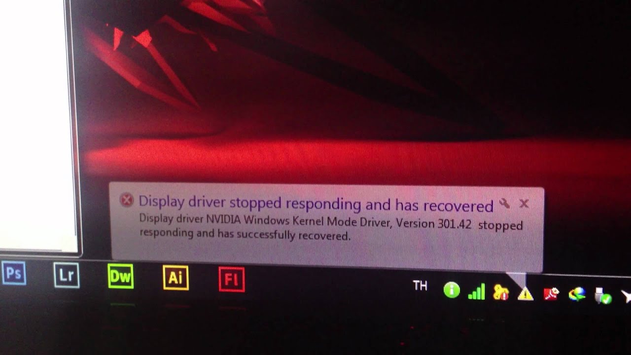 Display Driver Error display driver stopped responding and has recovered - YouTube