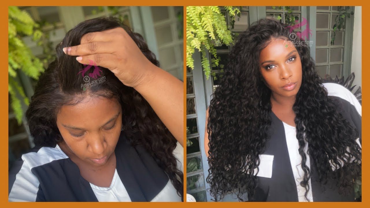 Colocação Lace humana cacheada início ao fim com baby hair