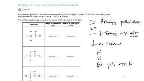 Aleks Predicting the relative length and energy of chemical bonds example 2