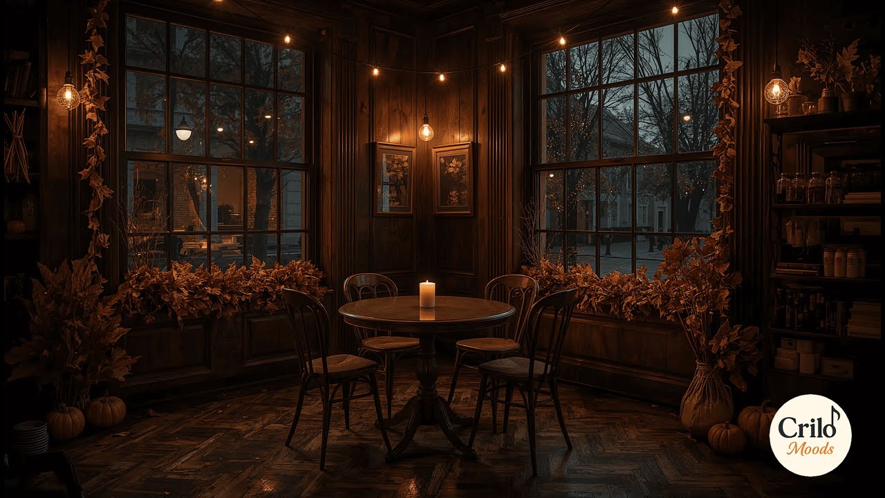 Autumn Night Café Vibes - Reimagined 🍂  Cozy Candlelit Ambience with Fall Decor