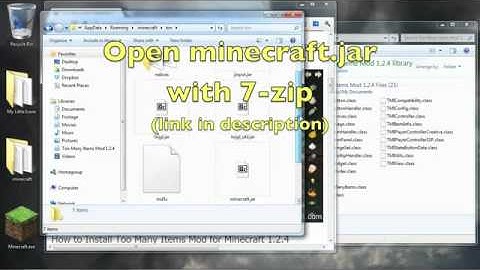 How To Install Minecraft Mods v 1.2.4 - Too Many Items - Without Using WinRAR