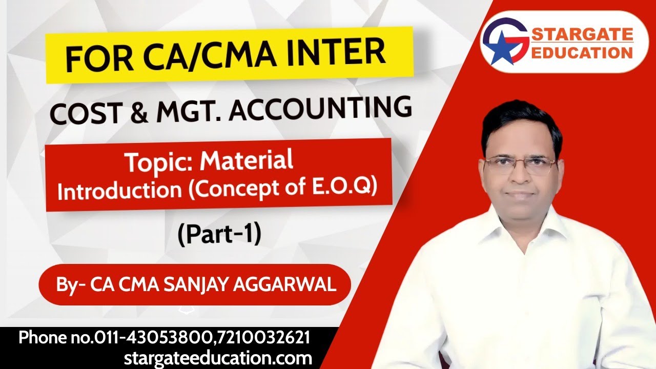 Material Costing Introduction | CA / CMA Inter Costing | Part 1 | CA ...