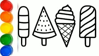 How to easy draw ice cream for kids and toddlers