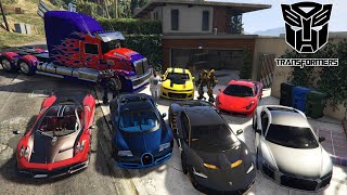 GTA 5 - Stealing TRANSFORMERS Movie Vehicles with Franklin | (GTA V Real Life Cars #37)
