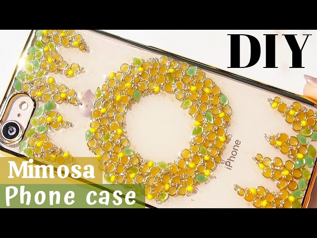 【UVレジン】簡単丸カンでミモザリースのスマホケース/How to make a Mimosa phone case!