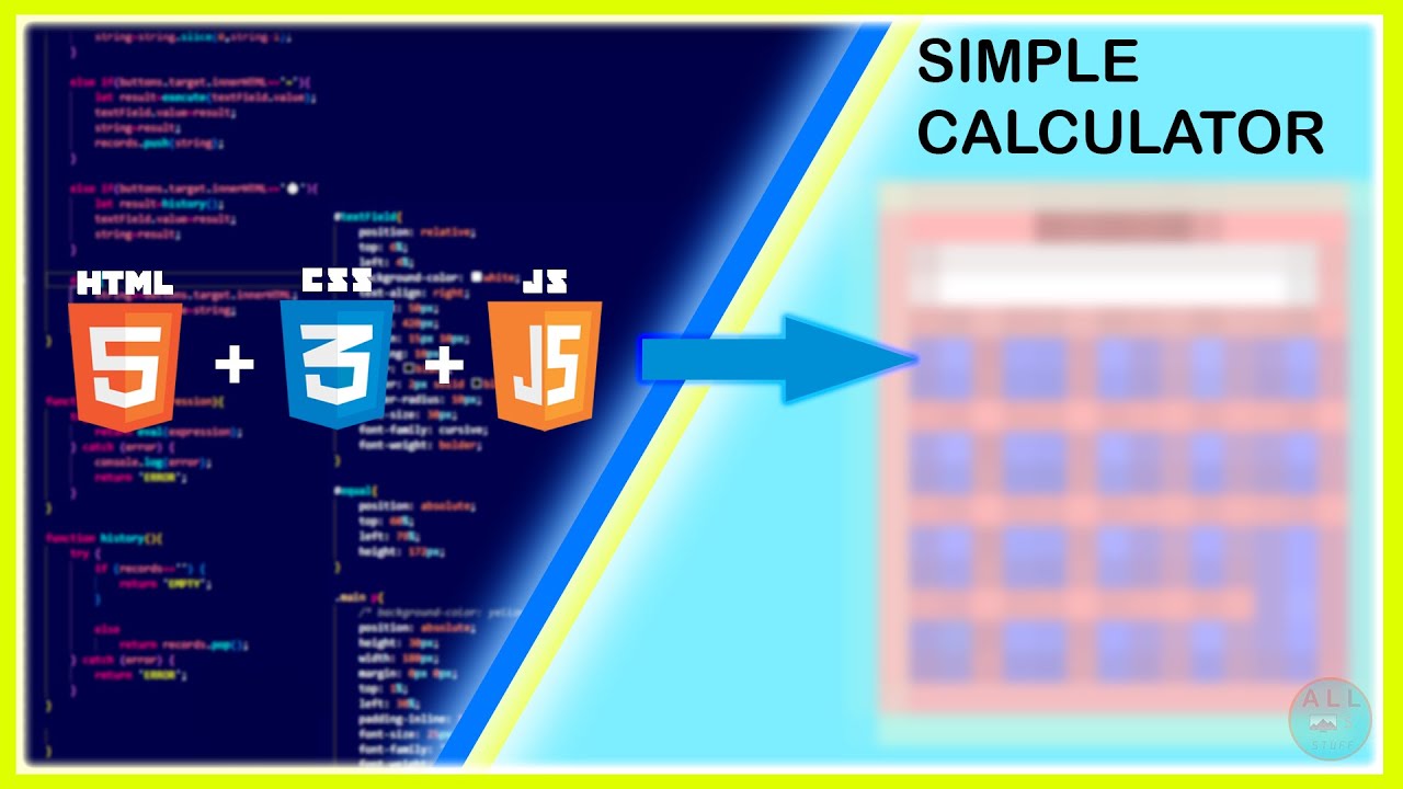 Basic Calculator with a History button - HTML, CSS and JavaScript - All ...