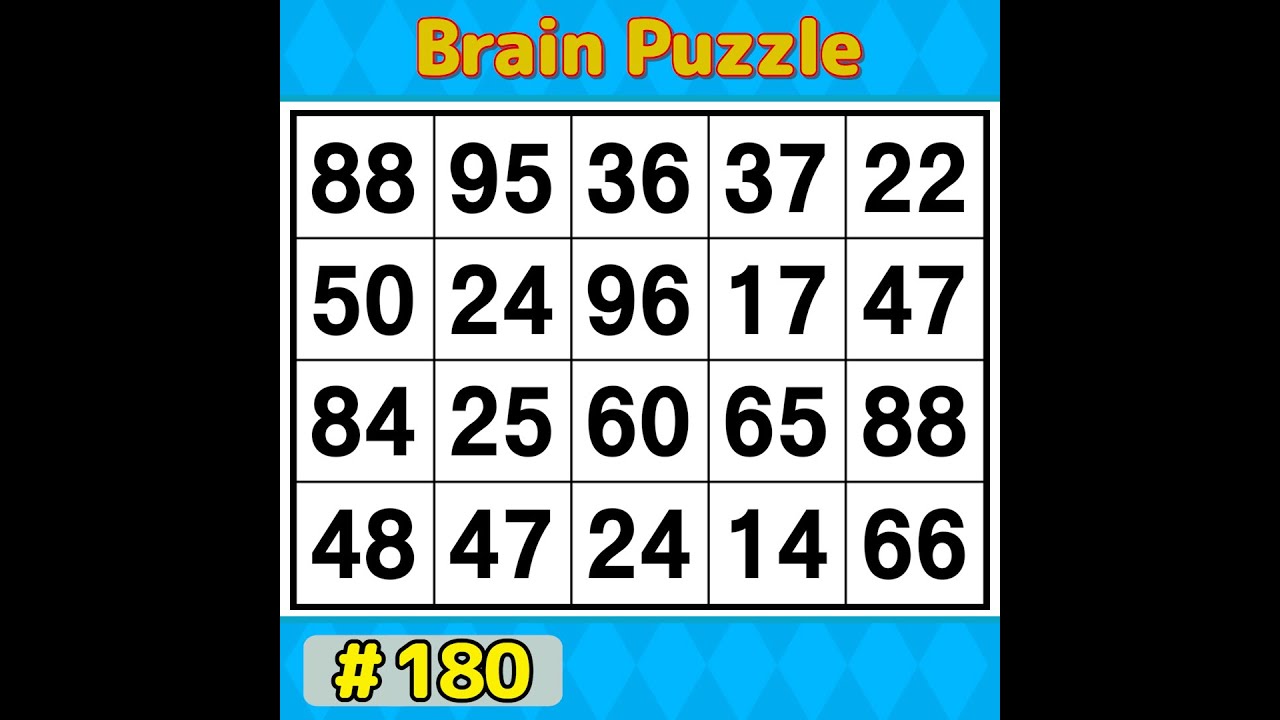 【Number Search】 Boost your concentration. 《Brain training》 #180