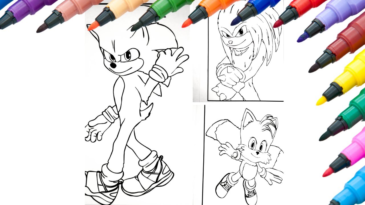 Coloring Sonic, Knuckles and Tails / Sonic 2 / Sonic Coloring Pages