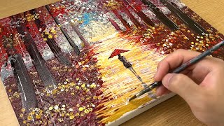 : How to Paint Walking in the Rain / Acrylic Painting Technique