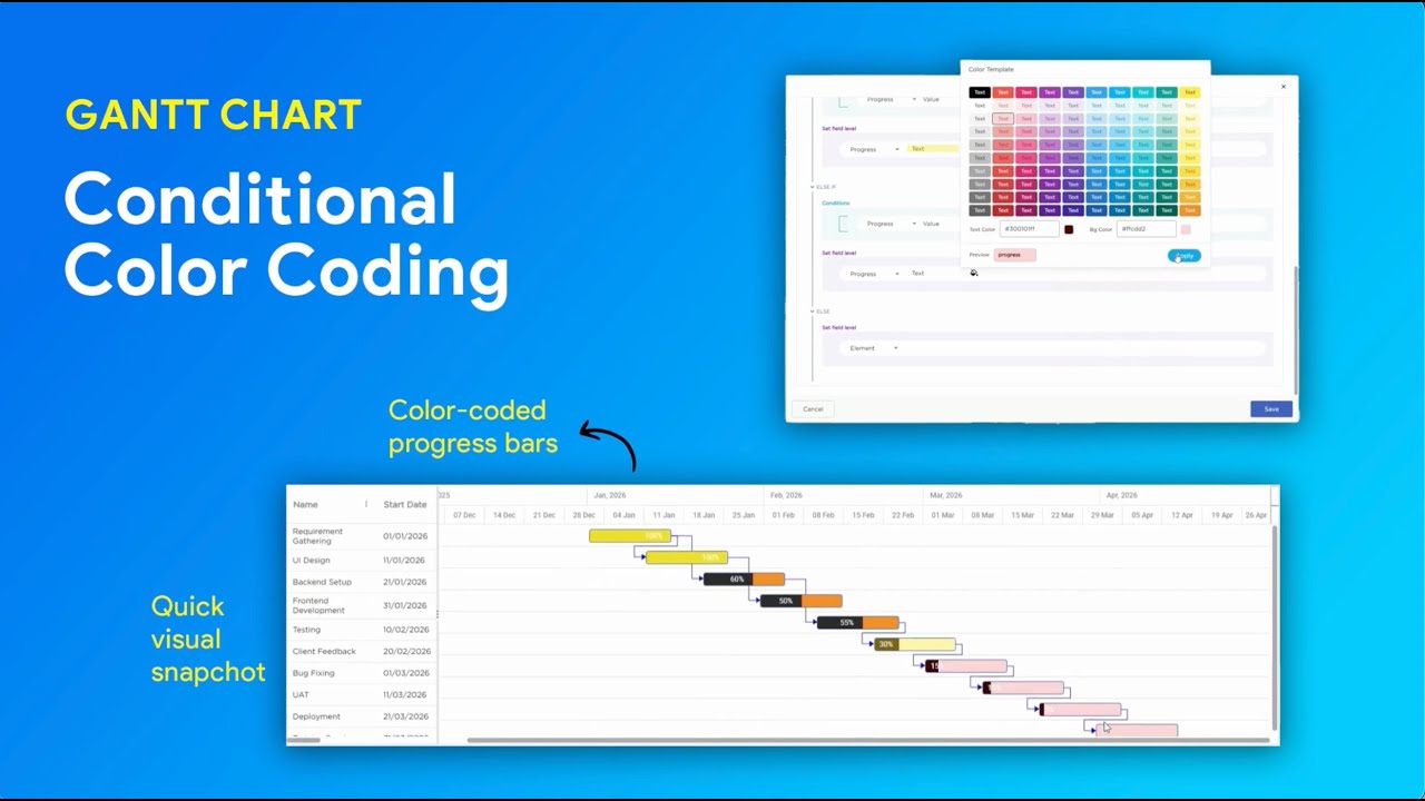 Gantt Chart Conditional Color Coding | Quixy Tip | Product Tips - YouTube
