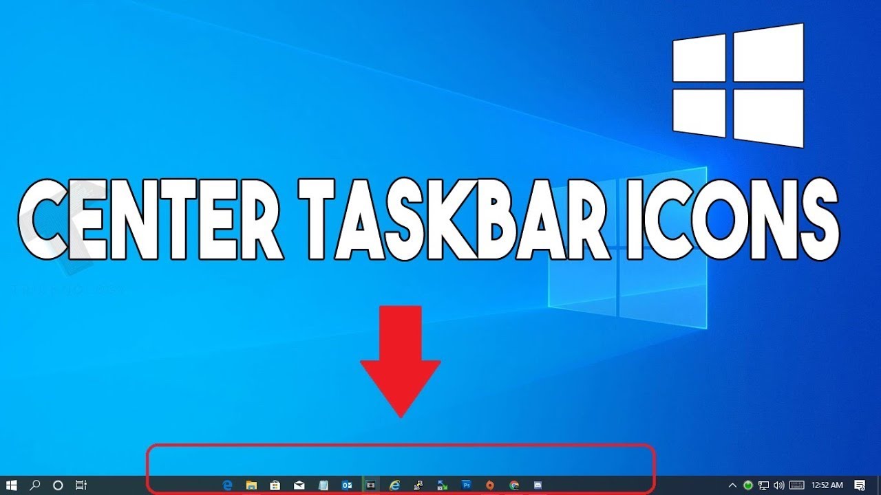 How to center Taskbar icons in Windows 10 ( transparent taskbar )