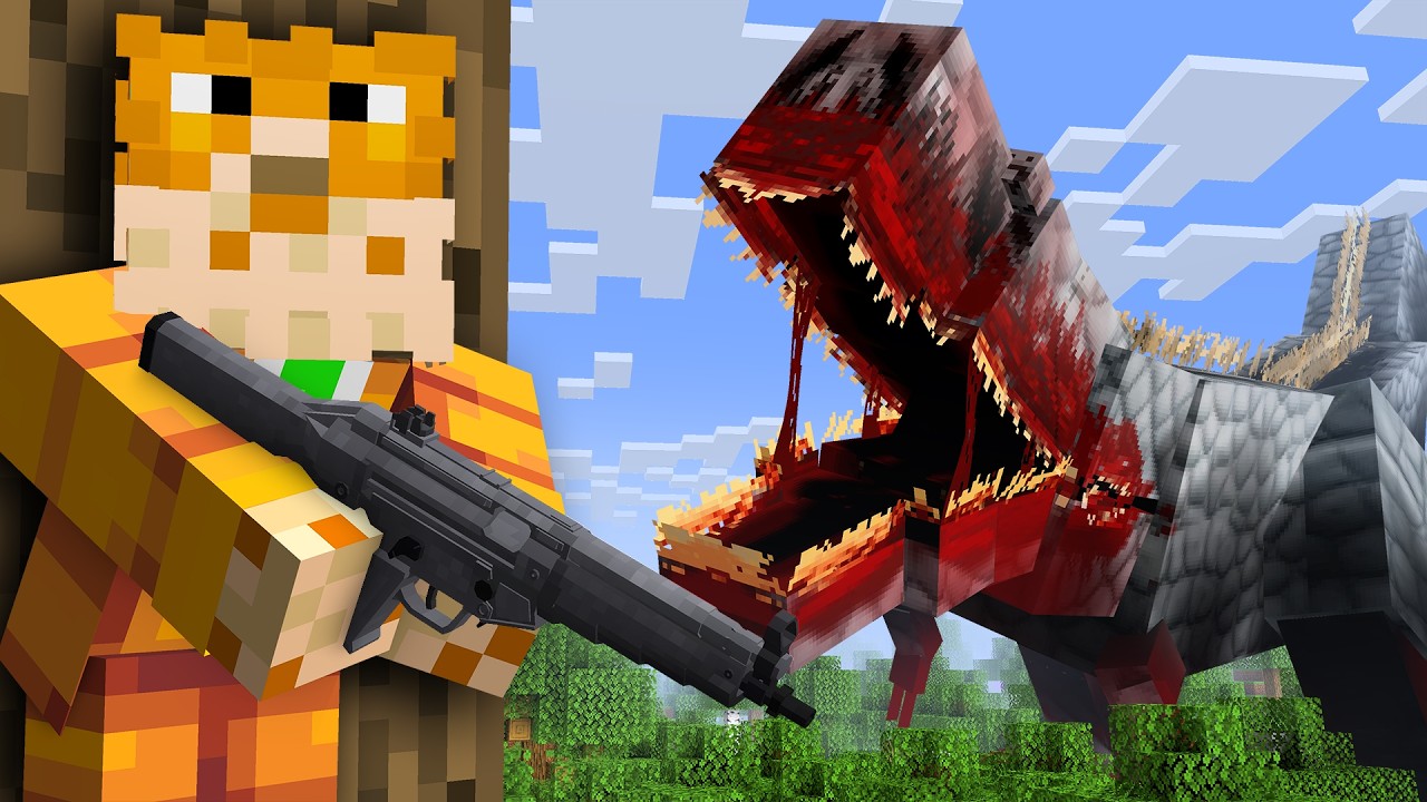 Hunting the Mutant Rex in Minecraft