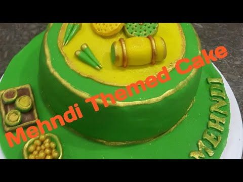 Green and yellow mehndi themed cake ☘🎂 #bakeacake - YouTube