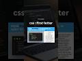 CSS::first-letter Pseudo-element – Styling the First Letter of Text #shorts