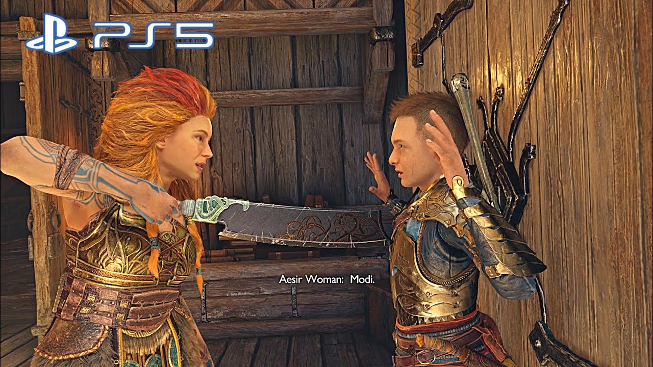 when atreus meet thor daughter (thrud ) - god of war ragnarok - YouTube
