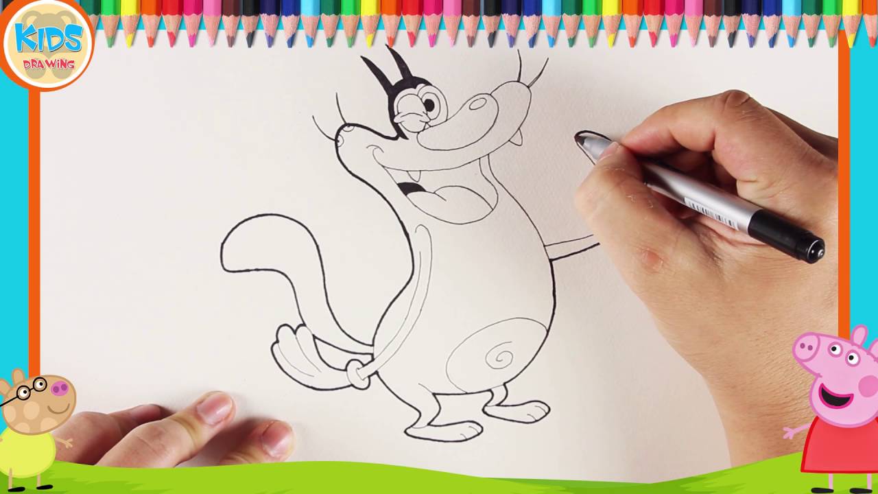 How to draw Oggy and the cockroaches cartoon | Step by step drawing