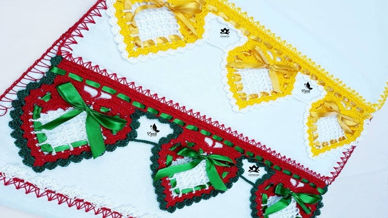 Barrado em Crochê Coração com Fita