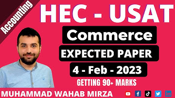 HEC USAT-ICOM Commerce Expected Paper 4 - Feb - 2023 | Accounting | USAT Commerce Paper Solved