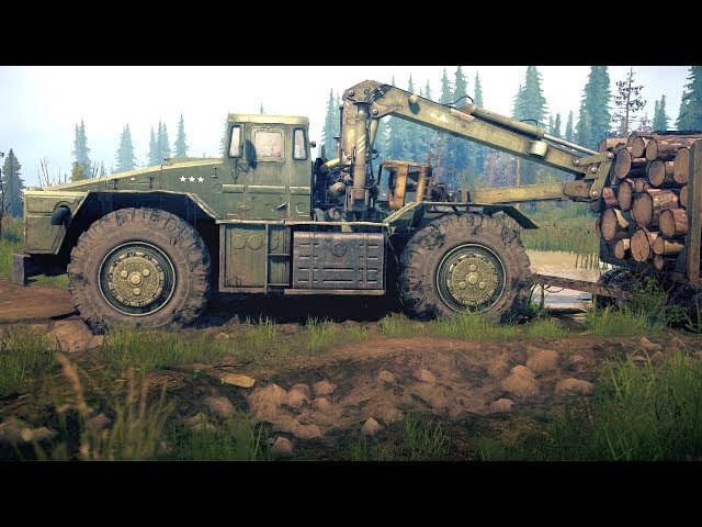 Spintires MudRunner - D 538 + Trailer Transporting Logs - YouTube
