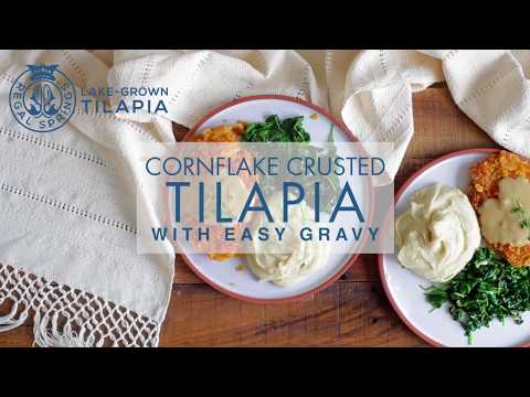 Cornflake Crusted Tilapia with Easy Gravy