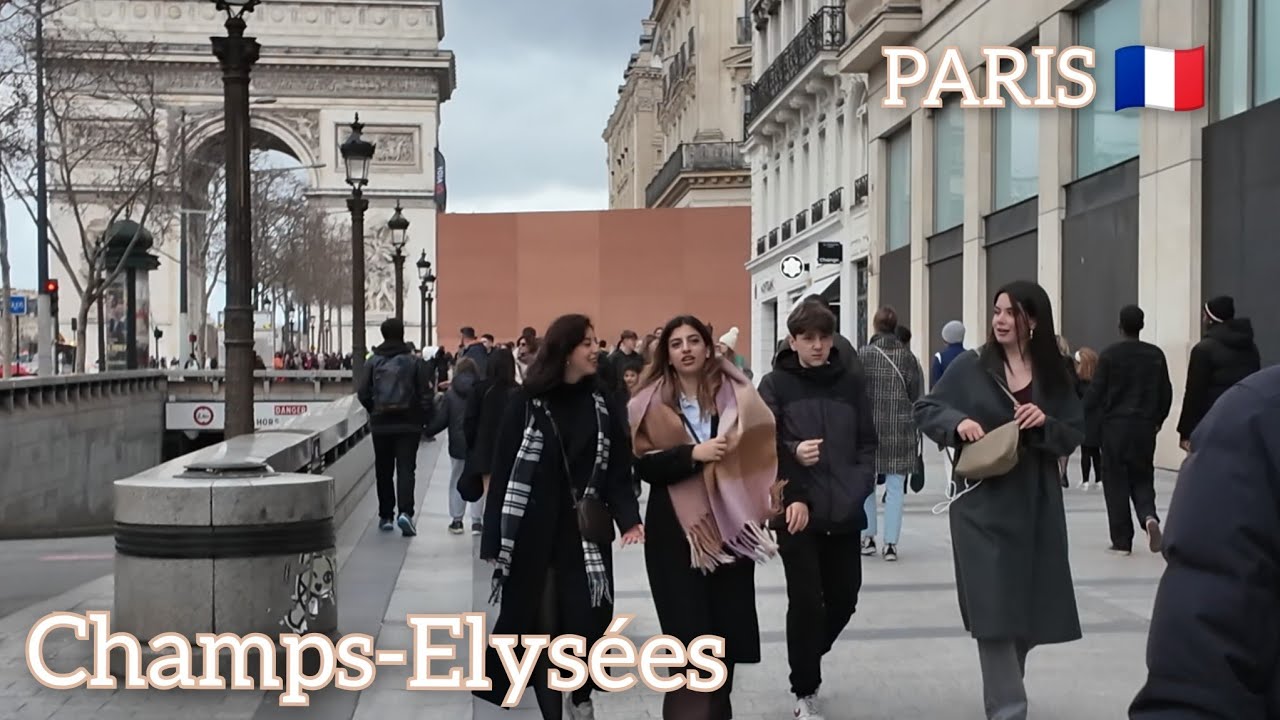 Paris 🇨🇵 Champs-Élysées Walking Tour - Rond-Point to Arc de Triomphe 