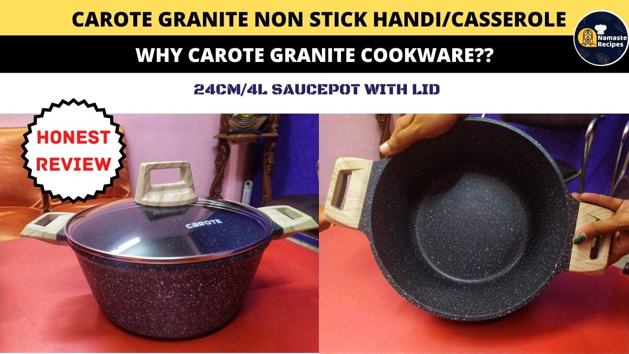 Carote Granite nonstick Handi, Review, Healthy Cookware, Carote, Handi  with lid