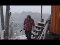 Alone in a Snow Storm at an Off Grid Cabin
