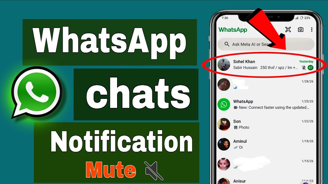 Mute notification ( group & some one person on WhatsApp 🔕 )