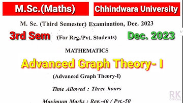 M.Sc.(Maths) 3rd Sem || Advanced Graph Theory – I  // Dec 2023  // Previous year question paper msc