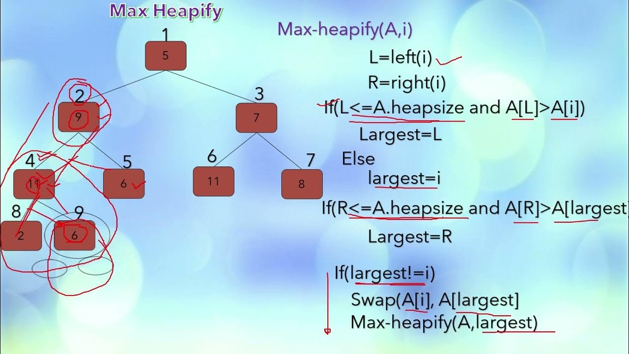 Heap Data Structure #2: Max Heapify Function, Building Max-heap from an ...