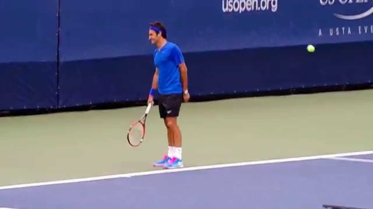 Roger Federer US Open Serving Practice 8/30/2014