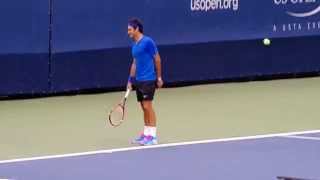 Roger Federer US Open Serving Practice 8/30/2014
